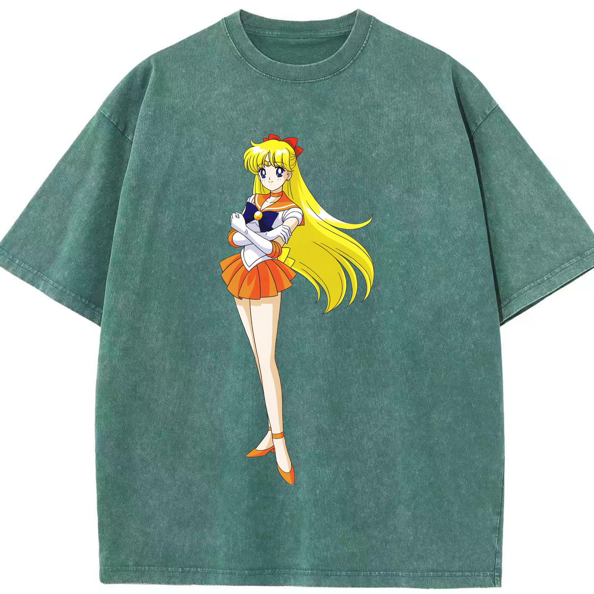 （画像用） 美少女戦士セーラームーン 愛野 美奈子 あいの みなこ Sailor Moon Aino Minako 綿100% ヴィンテージ風 半袖Tシャツ（フロントプリント）